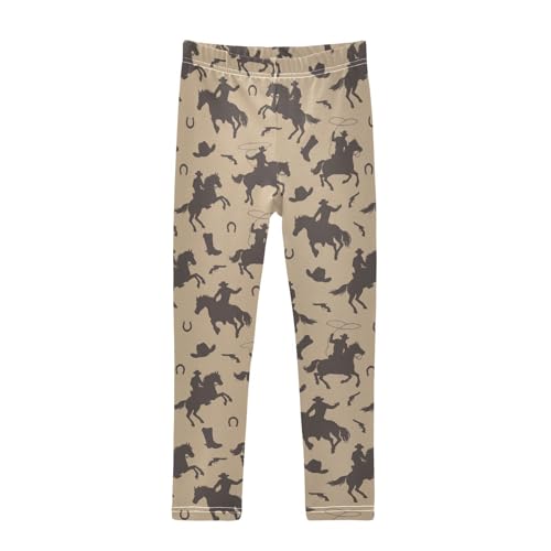 Girls Basic Leggings Baby Girls Pants Western Cowboy Soft Footless Stretchy Tights Pants 4-10Y