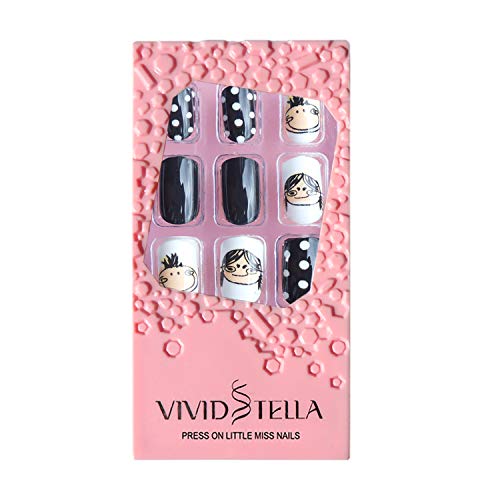 Girls False Nails 24 Pcs Press On Fake Nails Tips for Kids Friends Pattern