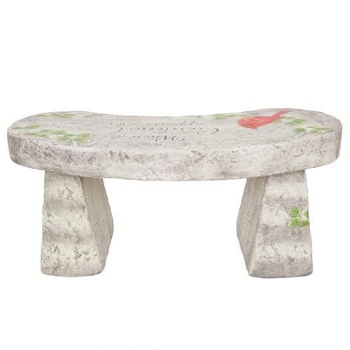 Alpine Corporation 37" Long Outdoor Memorial Bench with Sentiment When A Cardinal Appears, A Loved One is Near Garden Furnitures - Dirty White - Image 8