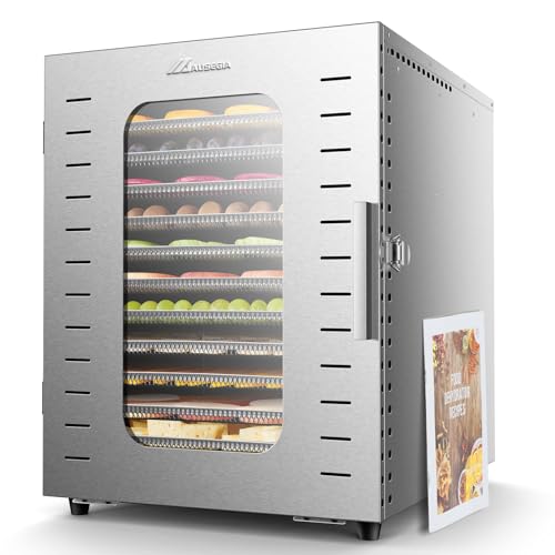 Commercial Large 12 Trays Food Dehydrator, Usable Area up to 22.67ft², 1200W Full Stainless Steel Dryer Machine, up to 190℉ Temperature, for Meat, Fruit, Veggies, Beef, Herbs, Pet Foods