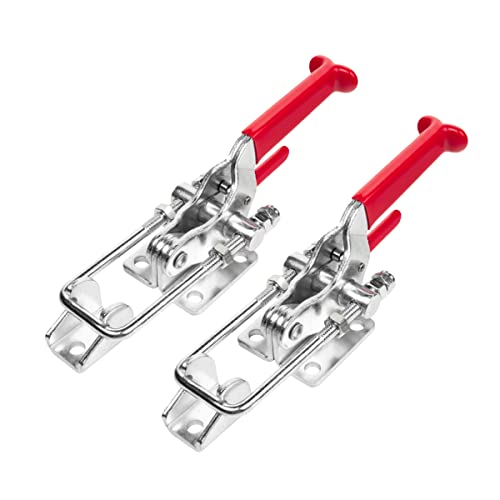 Image of POWERTEC 2PK Toggle Clamp, 2000 lbs Holding Capacity, 40341 Self-Lock U-Bolt Adjustable Latch w /Antislip Hand Grip for Woodworking Jigs & Fixtures, Smoker, Tire Carrier, Tool Box, Cabinet (20340V)