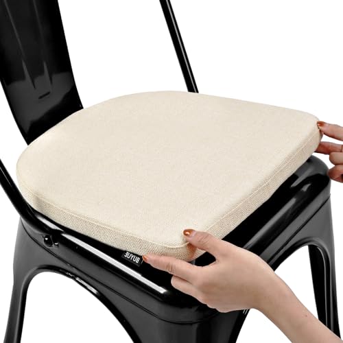 BUYUE Cojín magnético de tela tejida amigable 35x35 para silla de metal 1 pieza, cojín de asiento antideslizante mejorado para silla apilable de cocina, comedor, café (forma de U, beige