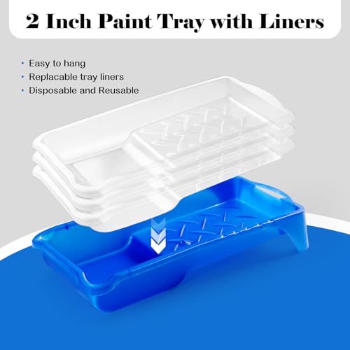 Mister Rui Paint Roller Kit, 25 Pack, 2 Inch Foam Paint Roller, Small Paint Rollers, Paint Roller Tray Liners, Sponge Brush with Plastic Sheeting, Mini Rollers for Painting Furniture - Image 6