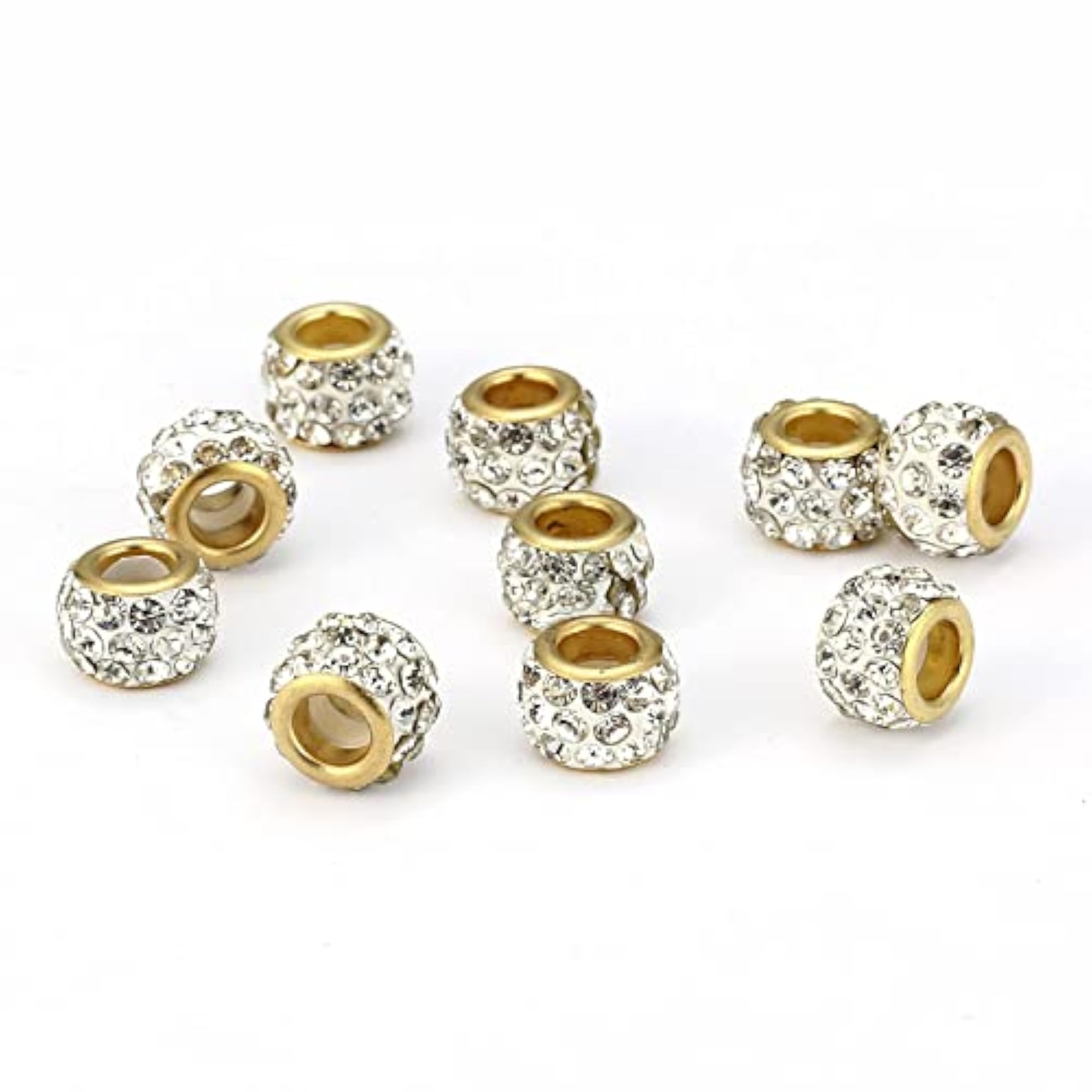 10Pcs European Spacer Beads Rhinestone Bracelet Findings