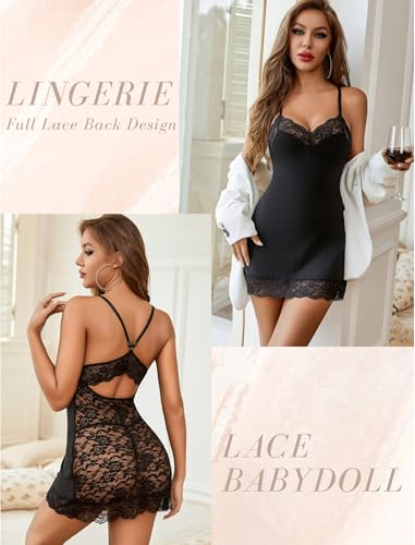 Avidlove Lingerie for Women Sexy Babydoll Lingerie Dress Lace Trim Sleep Dress Back Criss-Cross Straps Lingerie2