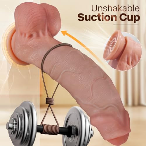 Image of 11'' Realistic Uncut Foreskin Big Dildo - Thick Dildo with Strong Suction Cup for Hands-Free Play, Skin-Like Silicone Dildos, Lifelike Curved G-Spot & Anal Adult Sex Toys for Women Men