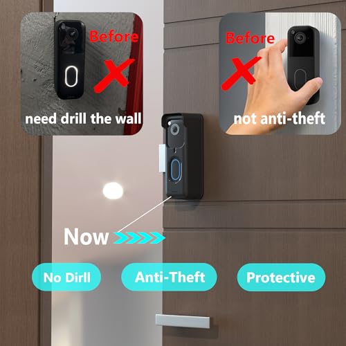 Image of Blink Doorbell Mount,New Upgrade Anti-Theft Doorbell Mount for All Blink Video Doorbell (1st&2nd）, No-Drill Door Mount with Protective Case, No Block Sensor & Night Vision (Black)