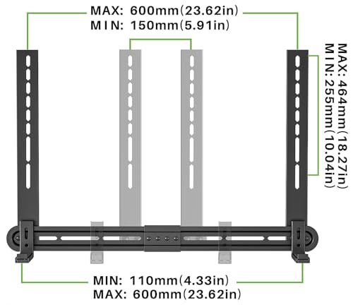 Techly Universal Soundbar Wall Mount VESA up to 600x400 mm - Supports soundbars Weighing up to 8 kg by Techly - Image 5