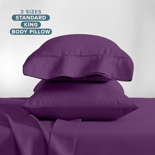 Image of Bare Home Microfiber Pillow Cases - Standard /Queen Size Set of 2 - Cooling Pillowcases - Double Brushed - Plum Pillowcases 2 Pack - Easy Care (Standard Pillowcase Set of 2, Plum)