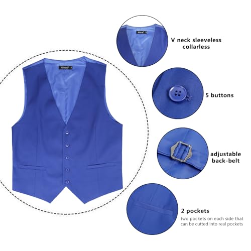 Image of Alizeal Mens Classic Solid Suit Vest Regular Fit Tuxedo Waistcoat