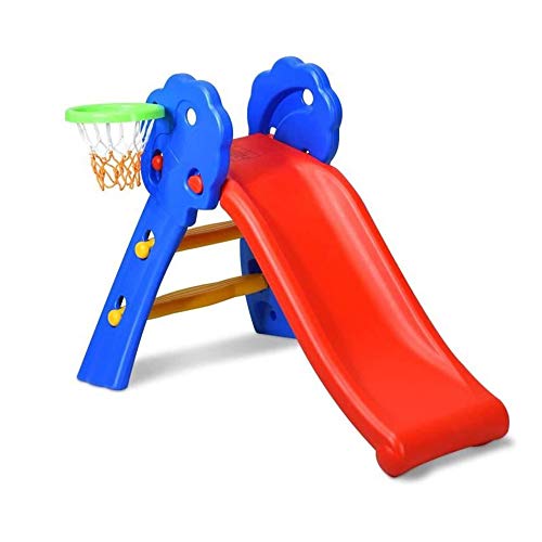 Stabile Rutsche für Kinder, faltbare Rutsche mit Basketballkorb, für Kinder von 3 bis 7 Jahren, faltbare Rutsche aus HDPE, Spielplatz für drinnen und draußen, leicht zu verstauen
