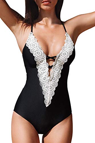 Cupshe Women's Ladies Vintage Lace Bikini Sets Beach Swimwear Bathing Suit Lace Cardigan Floral Crochet Sheer Bathing Suit Cover Up #TOP21
