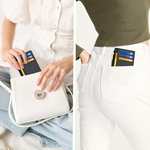 Image of Tipmile Mens RFID Wallet, Small Slim Business Credit Card Holder, Mens Gift | Mini Tiny Cute ID Case, Minimalist Zipper Pocket Wallet, Thin Coin Purse, Mothers Gift