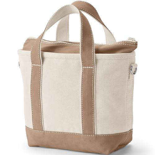 Image of Lands' End Zip Top Long Handle Canvas Tote Bag