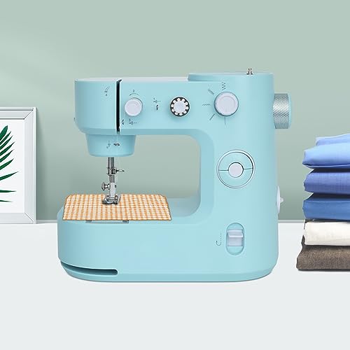 Mini Sewing Machine, Free-Arm, Utility-Dual Speed Portable Sewing Machine for Beginners w/Light, Sewing Kit for Household Use (Blue)