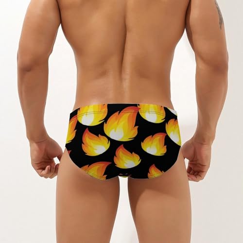 Flaming Fire Mens Swim Briefs Bikini Sexy Low Rise Trunks Swimsuit Bathing Suit Beach2