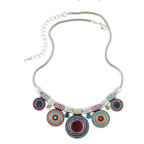 lopituwe Collar de la declaración del ahogador del Color de Las Mujeres étnicas Collares del Grano Pendiente de Color Gargantilla de Bohemia