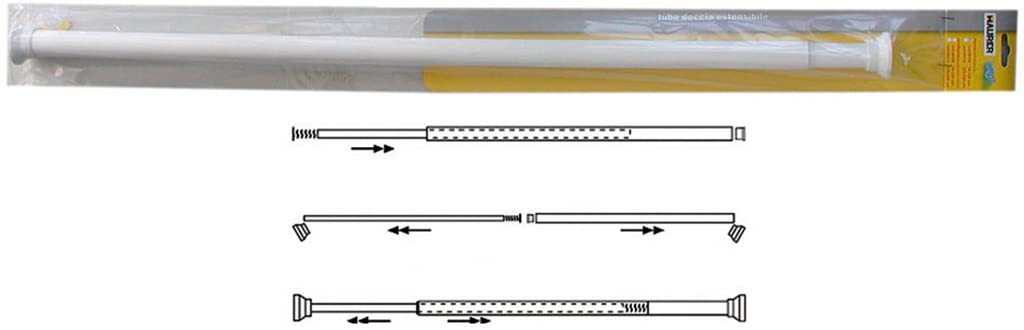 MAURER 4042205 Barra para Cortina Ducha Extensible Aluminio Blanco125 a 220 cm