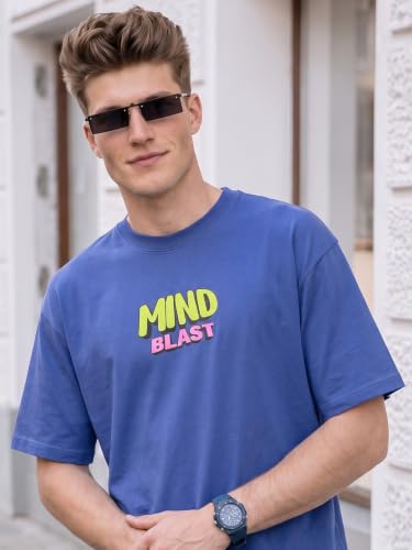 Image of Veirdo Men Bold Front & Back Printed Oversized Fit T-Shirt for Men, Cotton Fabric, Drop-Shoulder Streetwear Casual Graphic Tee, Stylish & Comfortable (OS VD APX SW S)
