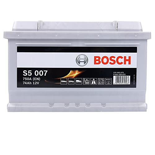 Bosch S5007 Batería de coche 74A/h 750A tecnología de plomo-ácido para vehículos sin sistema Start y Stop