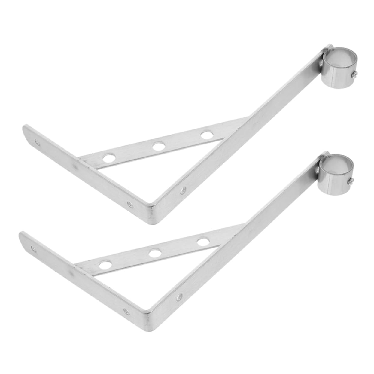 OSALADI 2pcs Closet Shelf Rod Brackets: Wall Mounted Rod Holder - Shelves Corner Brace - Heavy Duty Stainless Steel Triangular End Supports for Clothes Laundry Hanger Pole