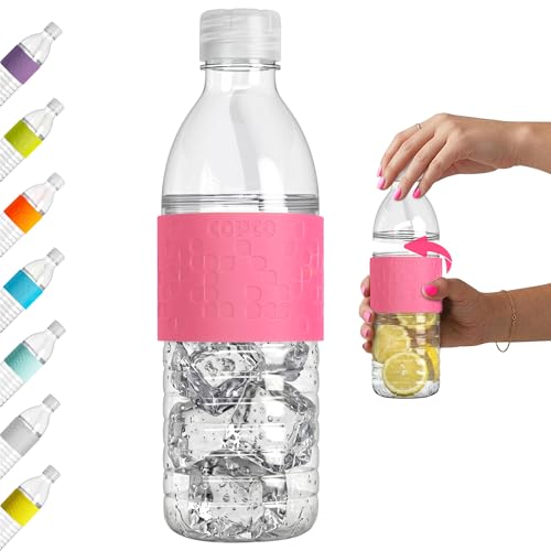 Copco Hydra 16.9 oz Water Bottle with Leak-Proof Lid - Tritan Reusable with Textured Grip Sleeve - BPA-Free, Shatter-Resistant, Dishwasher Safe for Travel, Gym, Work, Outdoors (Pink)