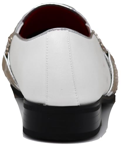 Image of Enzo Romeo Crisino Men Rhinestone Chrome Toe Suede Pointy Buckle Dress Loafer Slip On Shoes