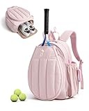 BAGSMART Tennis Bag for Women, Tennis Rackets Backpack with Shoes Compartment, Hanging Gym Backpack for Court, Off-work, Everyday