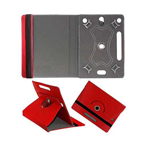 Image of Fastway Rotating Leather Flip Stand Case for DOMO Slate SL36 OS9 SC, Red | 10.1-Inch Tablet, Rotating Design
