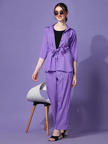 Image of Sheetal Associates Women's Solid Casual Co ords Set 2 Piece Open top & Pant Set