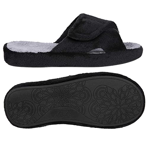 Shevalues Open Toe House Sippers For Women With Arch Support Adjustbale Slide On Spa Home Slippers Mothers Day Gifts For Mom And Grandma Black 39 thumb #4