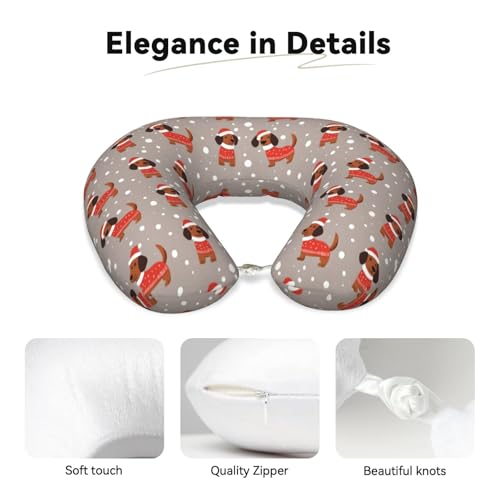 Oreiller de voyage motif teckel de Noël en mousse douce, cadeau idéal - 4