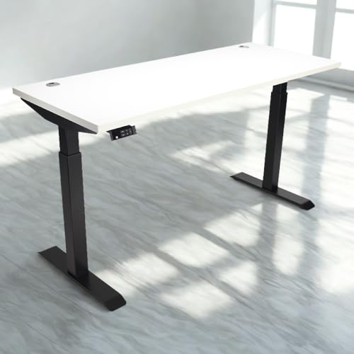 Image of Lift It 60 inchx24 inch Electric Standing Desk - Extended Height Range (26 inch-52 inch), Dual Motor Sit Stand Desk, 4 Memory Presets, USB Charging, Commercial Grade (Brite White Top /Black Frame)