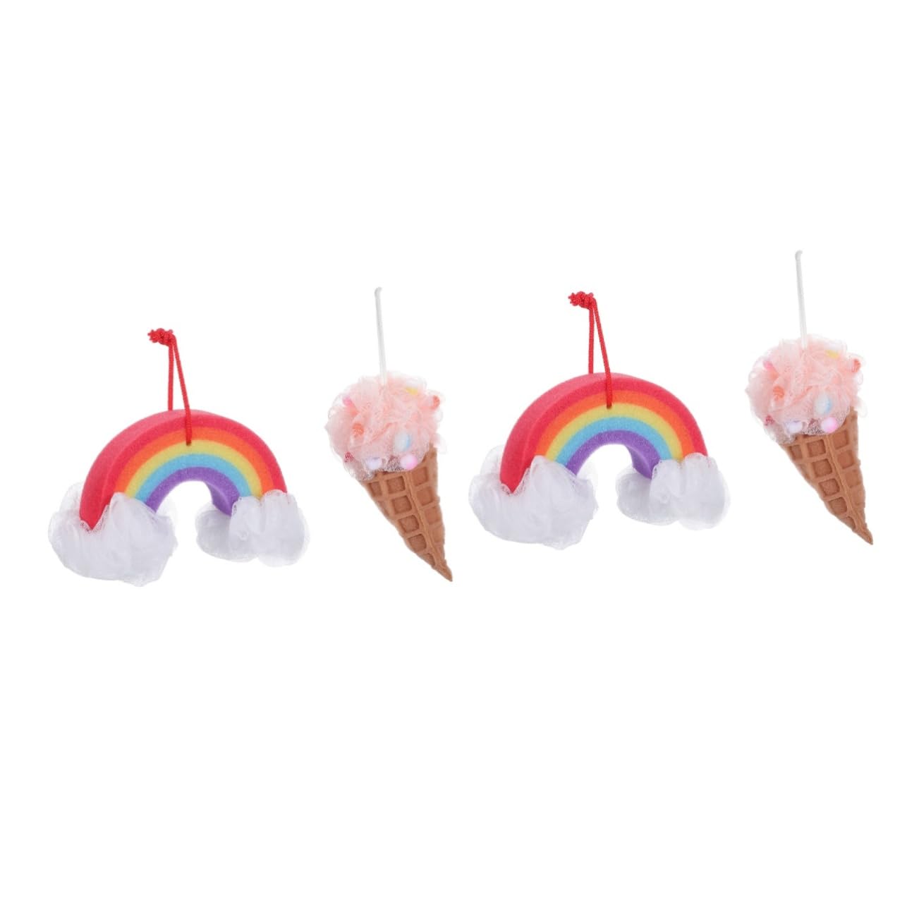 Beaupretty 4piezas Esponja De Forma De Helado Set De Bolas De Baño De Colorida Rainbow Esponjas Exfoliantes Para Bebés y Baño Divertido y Espumoso