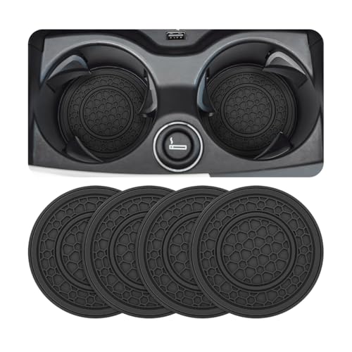 Image of Osilly Car Coasters for Cup Holder, 2.75 Inch No-Slip Anti Dust Insert Coaster, Universal Auto Waterproof Coasters Silicon Insulation Cup Mats for Woman Man, Suit for Vehicle (Black, 4PCS)