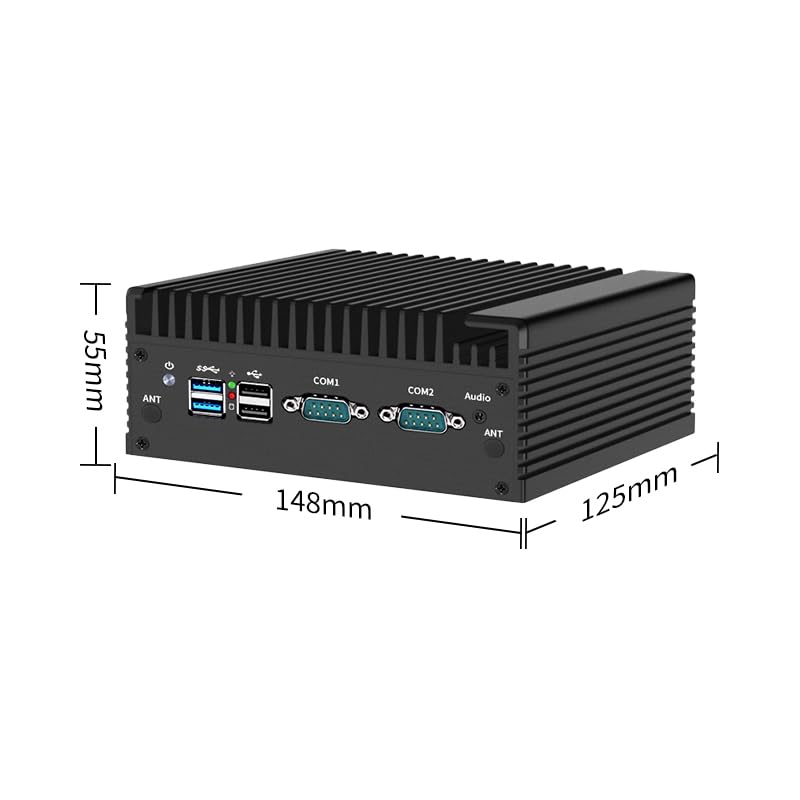 Mini PC industriale, mini PC senza ventola N100 con DDR5 1* M.2 MNVe, 4K Quad Display/USB3.0/Type-C/Win11, mini computer desktop Dual LAN WiFi/5G, GPIO, 2 RS232 COM (Switch a 2 RS485), NO RAM