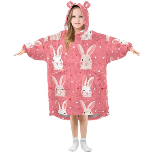 Couverture sweat fille lapin blanc rose, le cadeau parfait pour l'hiver