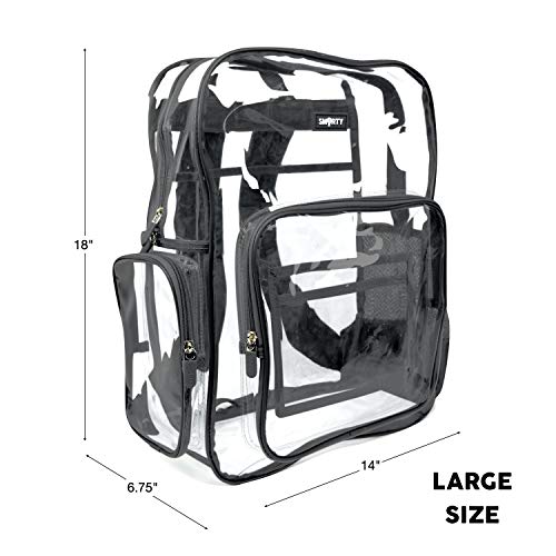 SMARTY Large Heavy Duty Clear Backpack V6 Durable Transparent See Through Bag (Black, Clear Bottom)2