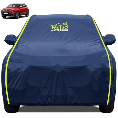 FABTEC Premium Waterproof Car Body Cover for Tata Punch All Weather Protection Car Cover Scratch Proof with Mirror Pocket (Navy Blue)