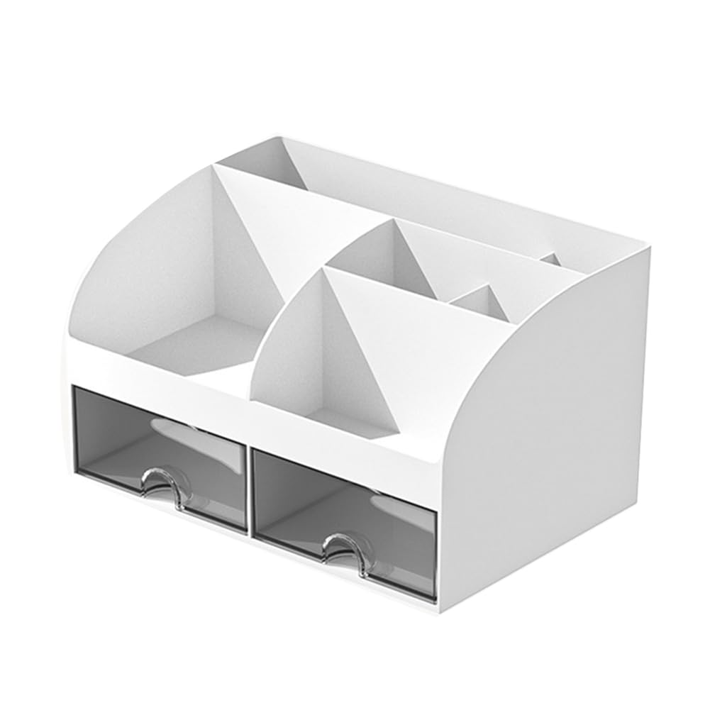 Nudiuhis Organizador de Escritorio con 6 Compartimentos y 2 Cajones - Organizador de Escritorio Multiusos VersáTil y Que Ahorra Espacio para BolíGrafos, Color