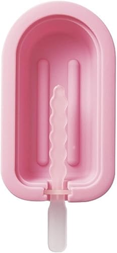 KNOKR Popsicles Molds, 1PC Reusable Silicone Ice Cream Cube Mold Stripe Love Shape Handmade DIY Dessert Popsicle Makers Mould Tray with Lids and