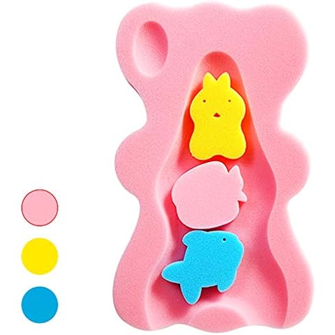 Infant Bath Sponge for Age 1-3Y Comfy Baby Bath Mat Skid Proof Newborn Bath Cushion (Pink) Cover