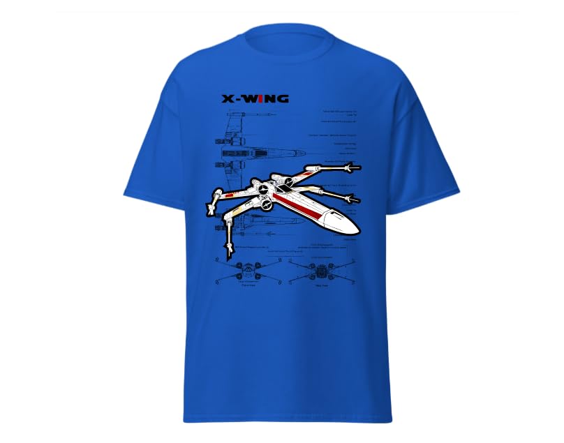 SISIDSI DSGN - Camiseta retro de la nave espacial, diseño futurista e icónico, para entusiastas de las batallas galácticas y del universo interestelar, azul, 3XL