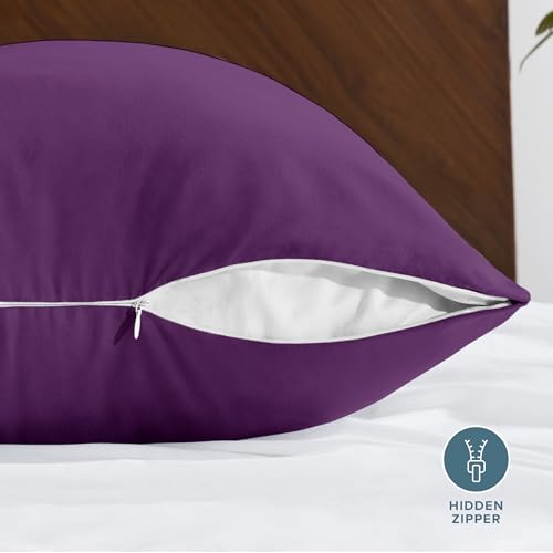 Image of Bare Home Microfiber Body Pillow Cover - Ultra Soft - Cooling Pillowcase - Double Brushed - Pillowcase with Zipper Closure - Easy Care (21''x54'' Body Pillow Cover, Plum)