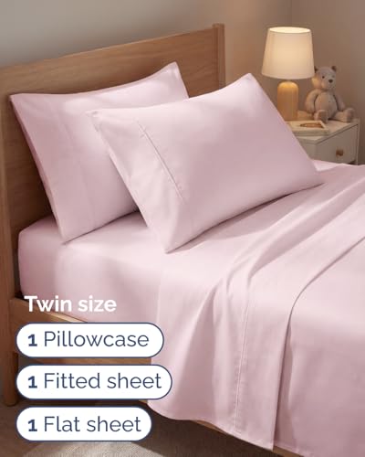 Image of Twin 4 Piece Bed Sheet Set - Breathable & Cooling Sheets - Lavender Pink