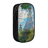 ペンケース クロード モネ 油絵 日傘さす女性 大容量 二層 筆箱 筆入れ 学生 子供 児童 筆袋 小物収納 多機能 男の子 女の子 小学生 中学生 文房具 高校生 大学生 社会人用 シンプル かわいいプレゼント