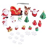 27 PCS Christmas Miniature Ornament Kits, Mini Xmas Style Figurines Santa Claus Snowman Christmas Tr