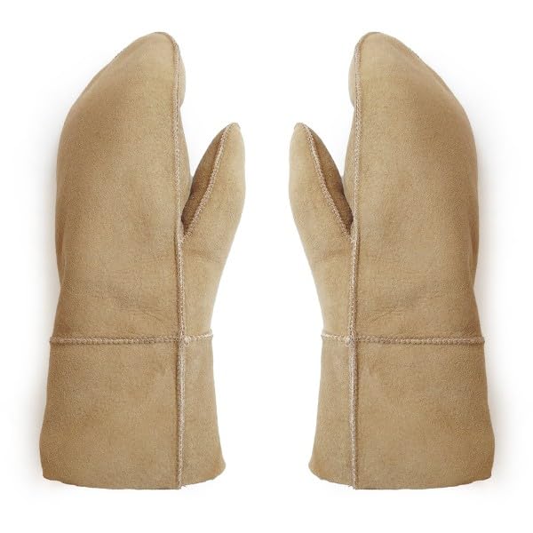 Sonia Originelli Fausthandschuhe aus Echtleder und Lammfell Schaffell warm und kuschelig, Farbe: natur, Gr. M