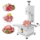 QUARPAL 1500W Meat Cutter Bandsaw Machine, 8 Saw Blades, Electric Bone Saw for Butchering with 19' x 14' Stainless Steel Workbench, 0.04-3.9' Cutting Thickness, Frozen Meat Cutter for Ribs, Pork, Beef