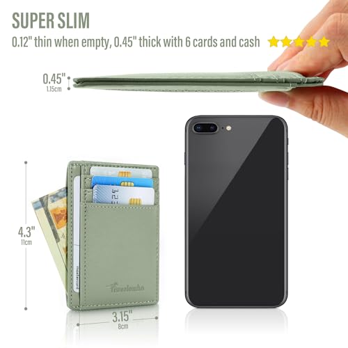Image of Travelambo Slim Wallet Front Pocket Minimalist Leather RFID Blocking Medium Size